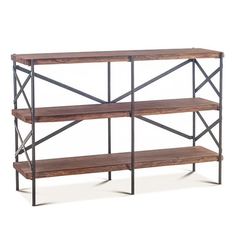 Blayne Rustic Walnut and Iron Etagere Bookcase