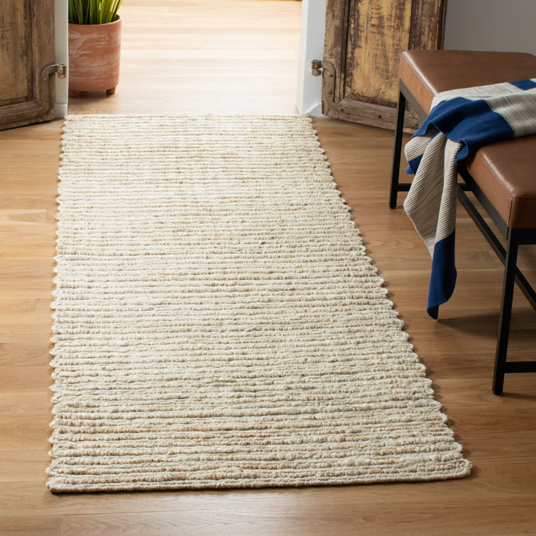 Ivory Handwoven Jute 30" Runner Rug - Artisan Crafted