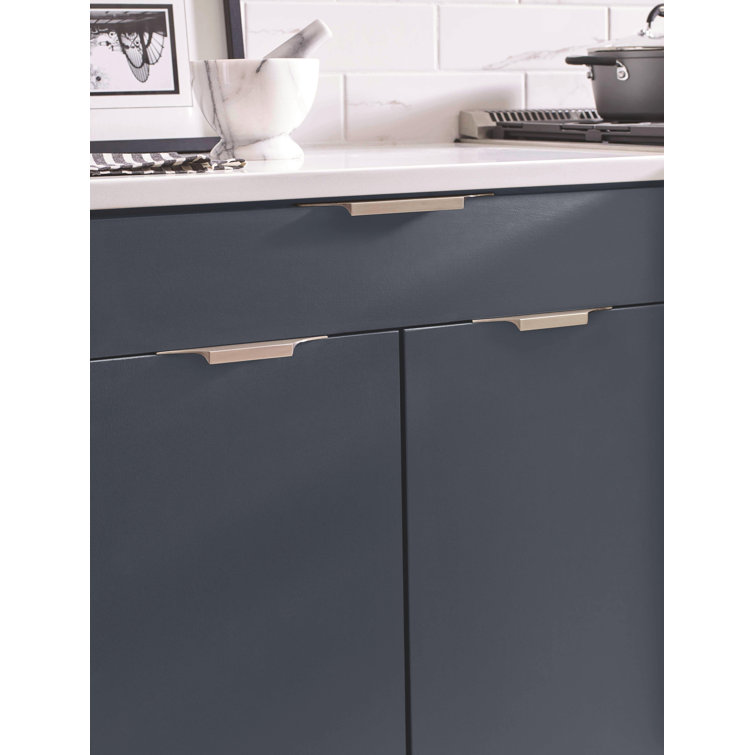 Satin Nickel Modern Finger Pull with Mounting Hardware