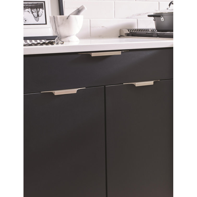 Satin Nickel Modern Finger Pull with Mounting Hardware