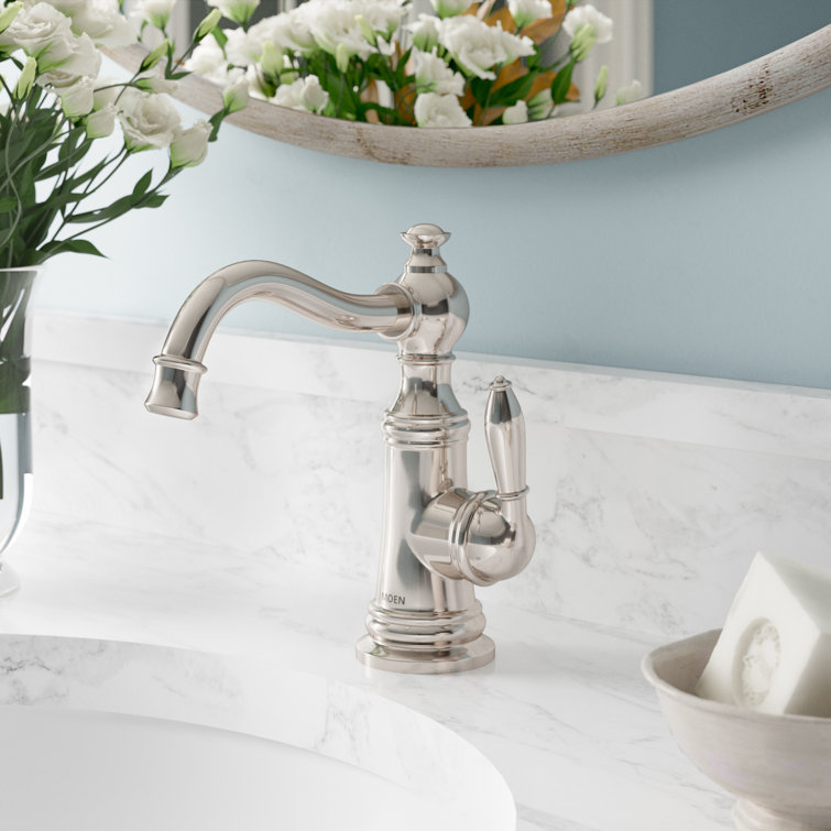 Polished Nickel Single Handle Bathroom Faucet with Drain Assembly