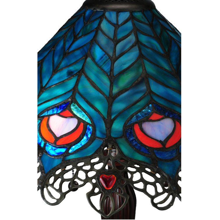 Elegant St. Louis Blues 2-Light Stained Glass Table Lamp in Bronze