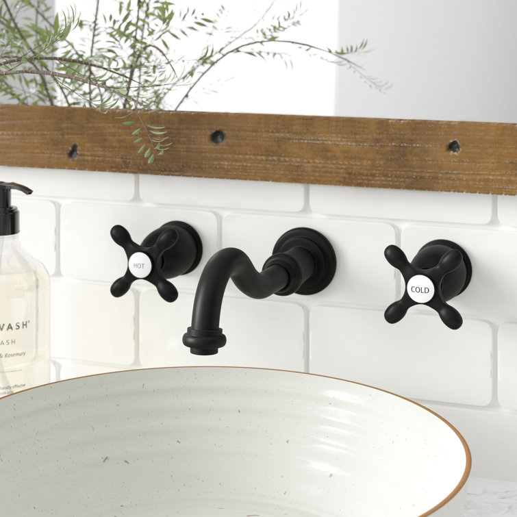 Elegant Brushed Nickel 2-Handle Traditional Wall Mount Bathroom Faucet