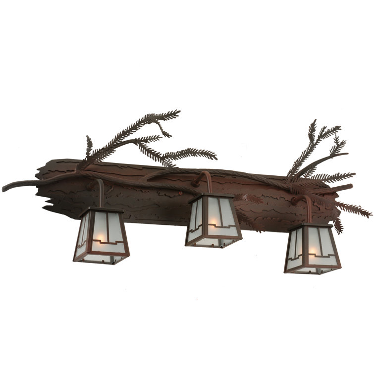 Rustic Bronze 3-Light Pine Branch Vanity Light