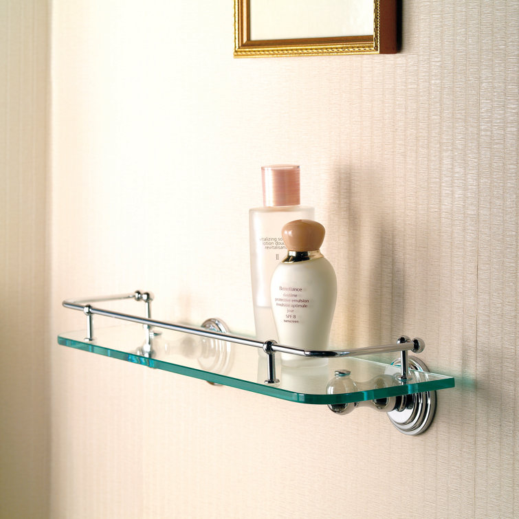 Elegant Chelsea 26" Polished Chrome Floating Glass Bathroom Shelf