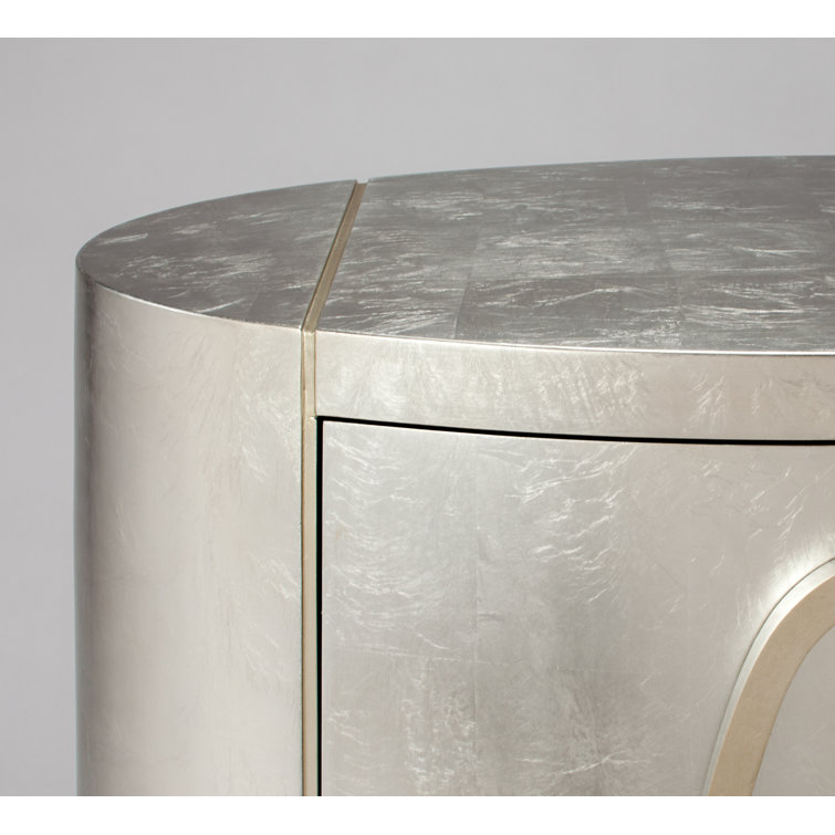 Silverleaf Finish MDF Rectangular Accent Cabinet with Straight Legs