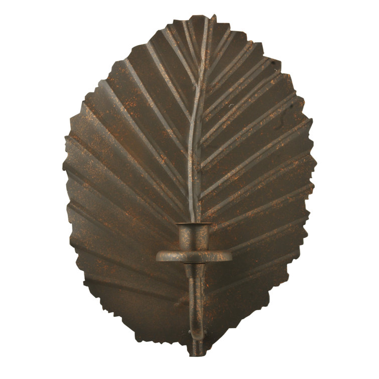 Rustic Lodge Nicotiana Leaf 11.25" Wall Candle Holder