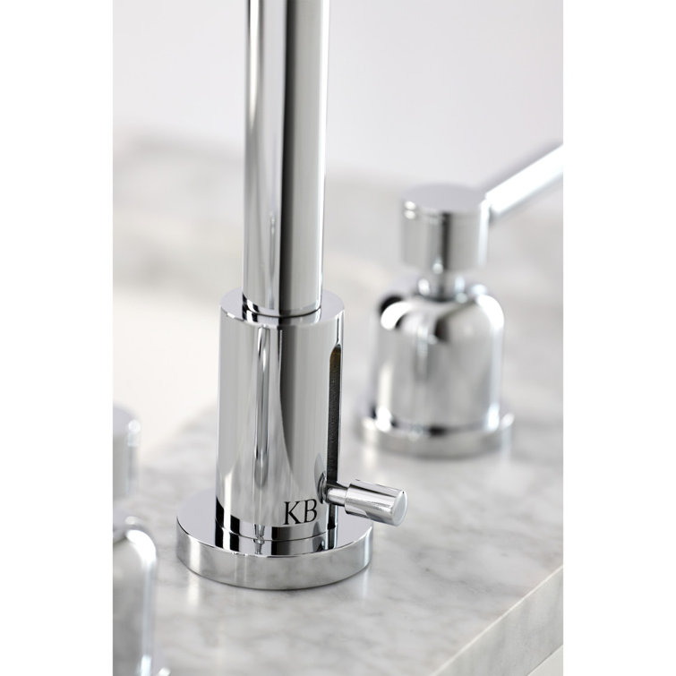 Polished Chrome Brass Widespread Bathroom Faucet with Pop-Up Drain