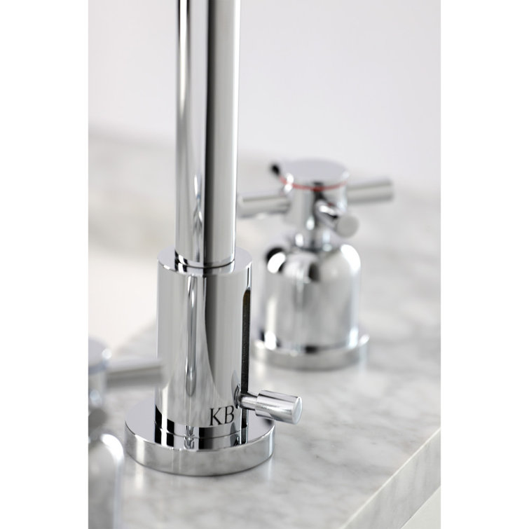 Concord Matte Black Widespread Bathroom Faucet with Brass Pop-Up