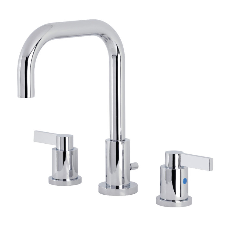 NuvoFusion Polished Chrome Widespread Bathroom Faucet with Brass Accents