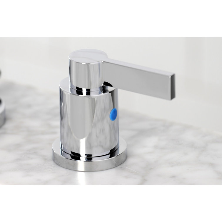 NuvoFusion Polished Chrome Widespread Bathroom Faucet with Brass Accents