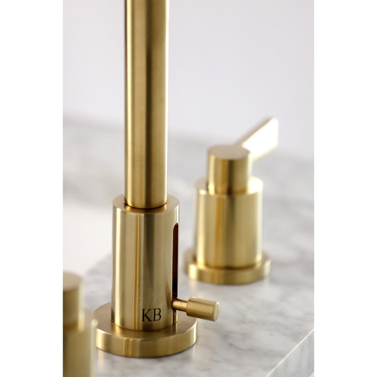 Elegant Brushed Brass Widespread Bathroom Faucet with Pop-Up Drain