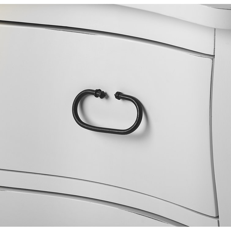 White Mango Wood Bombe Chest with Black Iron Handles