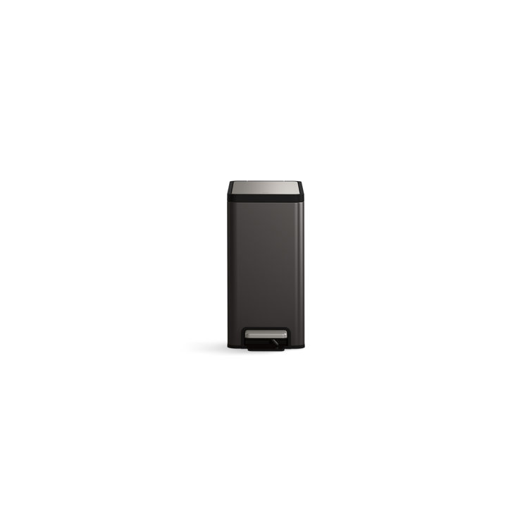 2.5-Gallon Black Stainless Steel Bathroom Pedal Trash Can