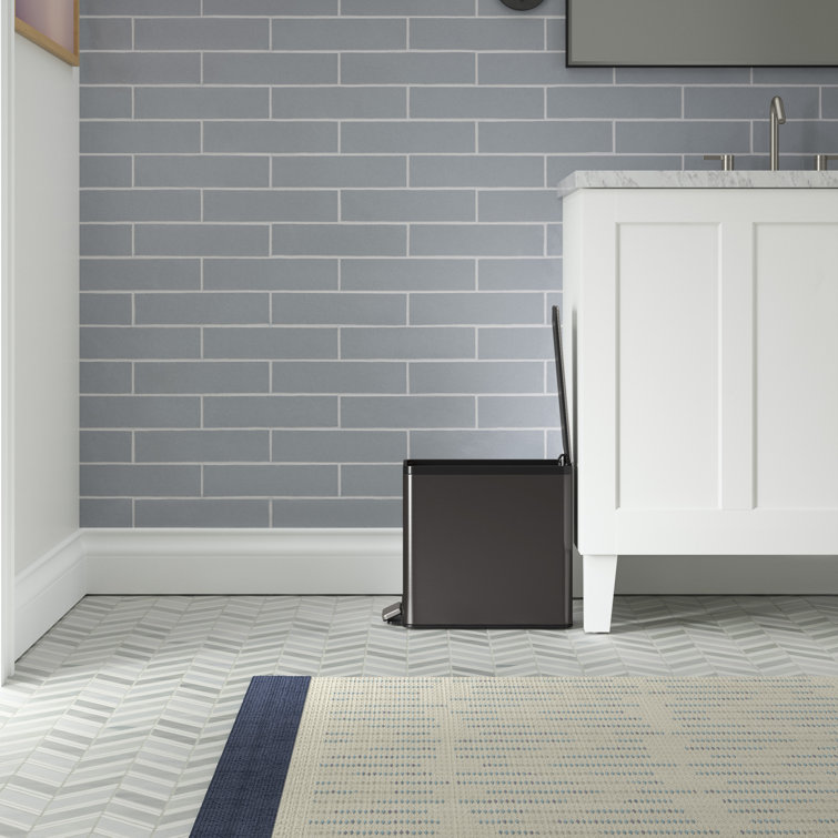 2.5-Gallon Black Stainless Steel Bathroom Pedal Trash Can