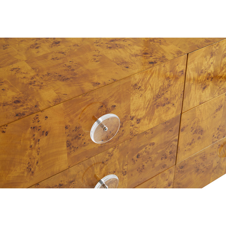 Burled Mappa White Double Dresser with Soft Close Drawers