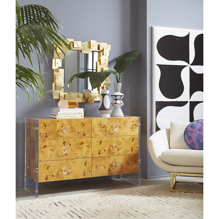 Burled Mappa White Double Dresser with Soft Close Drawers