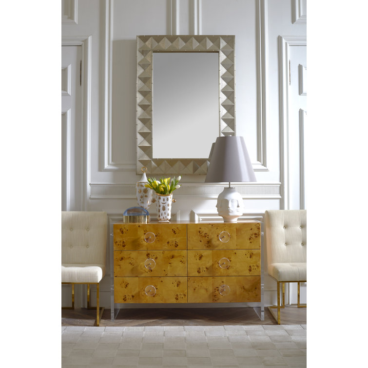 Burled Mappa White Double Dresser with Soft Close Drawers