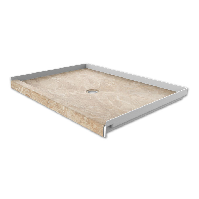 Alaskan Ivory Composite Single Threshold Shower Base with Center Drain