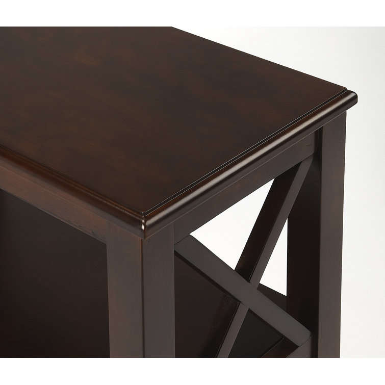Petite Cherry Wood 2-Shelf Bookcase with X-Side Supports
