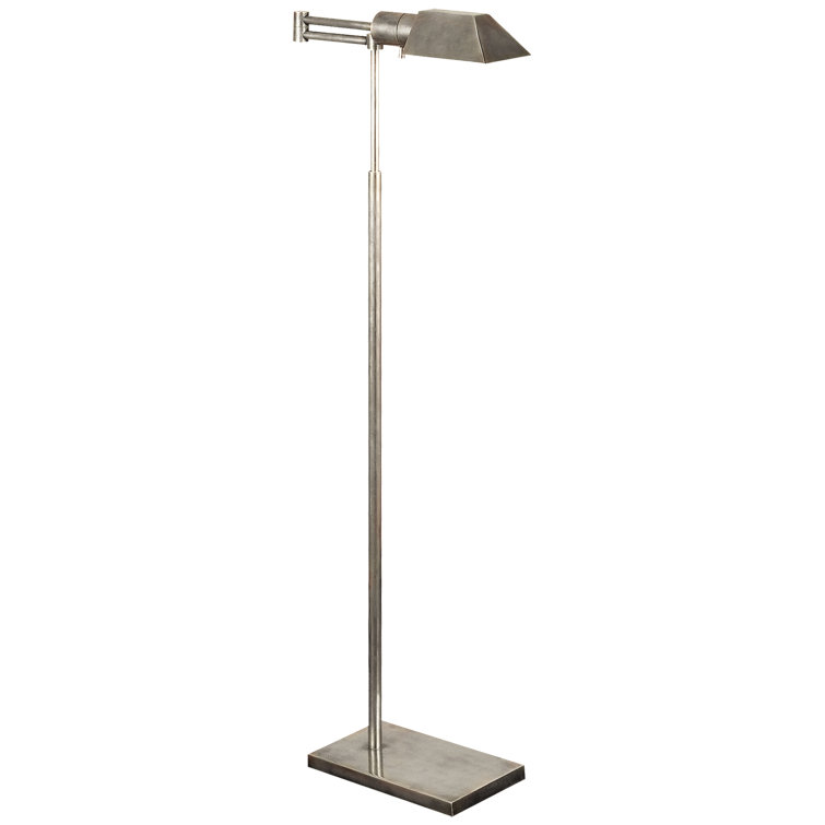 Elegant Antique Nickel Adjustable Outdoor Swing Arm Floor Lamp