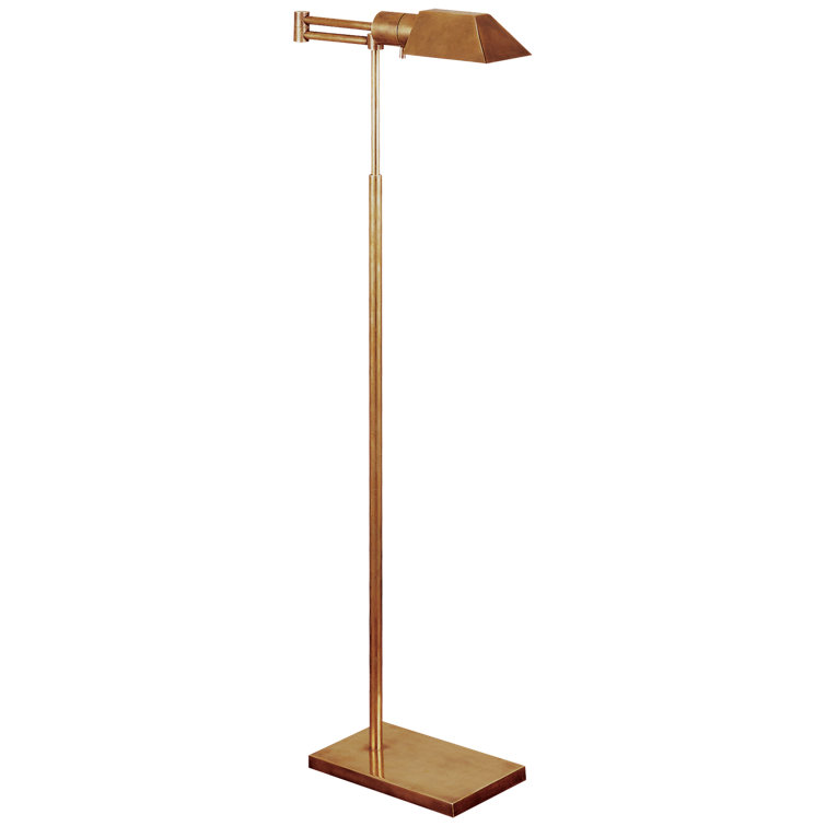 Elegant Studio Swing Arm Floor Lamp in Hand-Rubbed Antique Brass