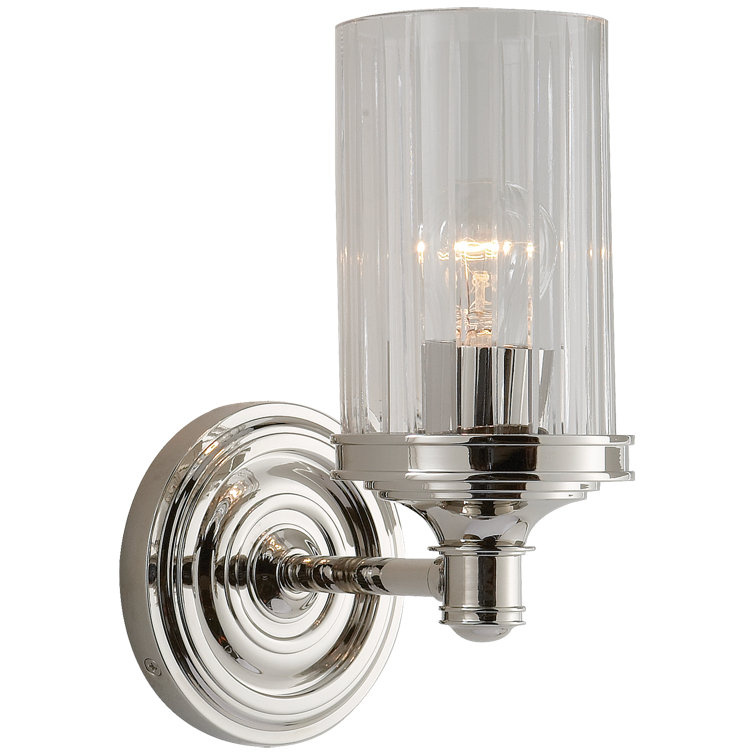 Ava Sleek Prismatic Nickel 9.25" Wall Sconce, Dimmable & Damp Rated