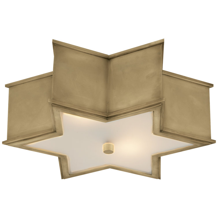 Sophia Natural Brass and Glass 17" Flush Mount Light