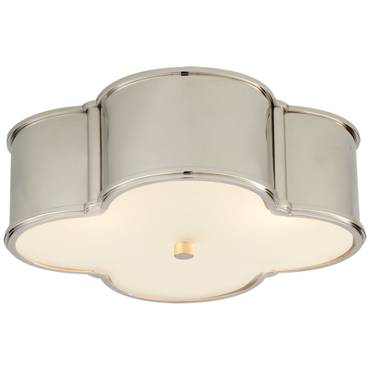 Basil Quatrefoil 17-Inch Polished Nickel & Glass Flush Mount
