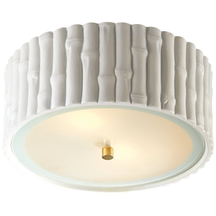 Frank Bamboo Motif Plaster White 11'' Flush Mount Ceiling Light