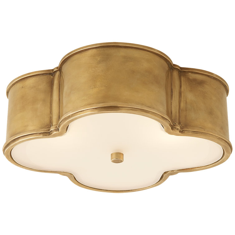 Basil Quatrefoil 3-Light Flush Mount in Natural Brass with Glass Rods