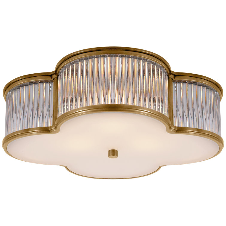 Basil Quatrefoil 17'' Natural Brass and Clear Glass Flush Mount Light