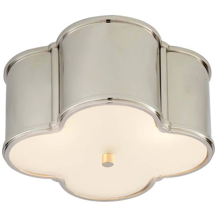 Polished Nickel Glass 2-Light Flush Mount Ceiling Fixture