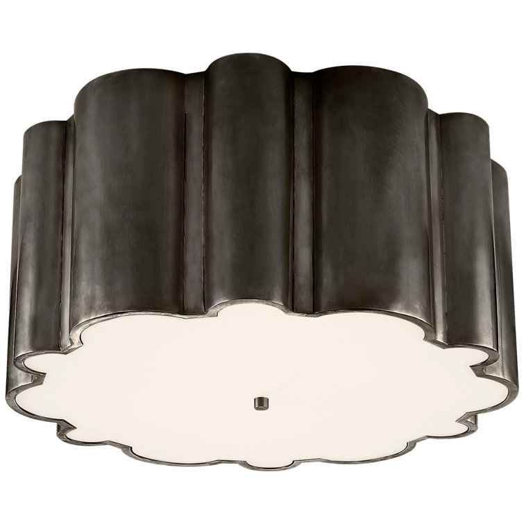 Gun Metal Bronze Drum Flush Mount Ceiling Light with Glass Shade