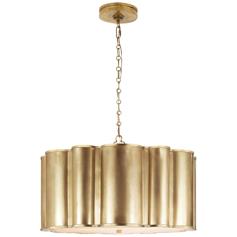 Natural Brass 26" Glass Drum Chandelier with LED Lights