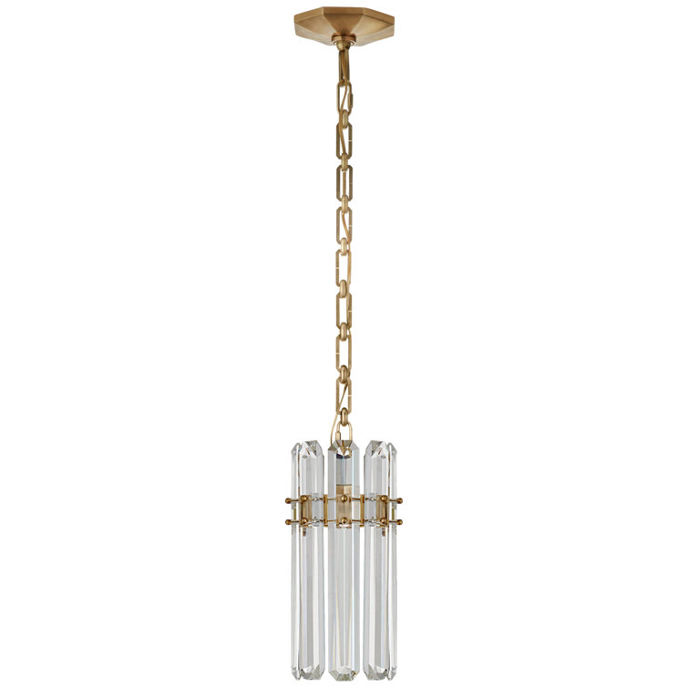 14.25" Crystal Antique Brass Indoor/Outdoor Pendant Light