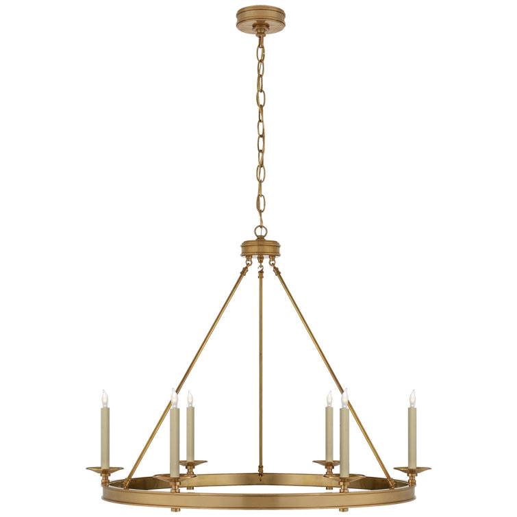 Launceton Antique-Burnished Brass 6-Light Crystal Candle Chandelier