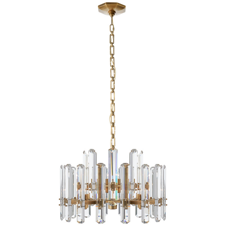 Bonnington 24'' Hand-Rubbed Antique Brass Plug-In Chandelier with Crystals