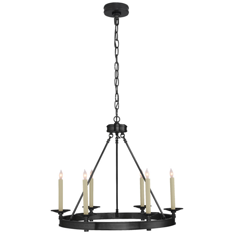 Regal Bronze Crystal Candle 6-Light Chandelier, 22" H x 27" W