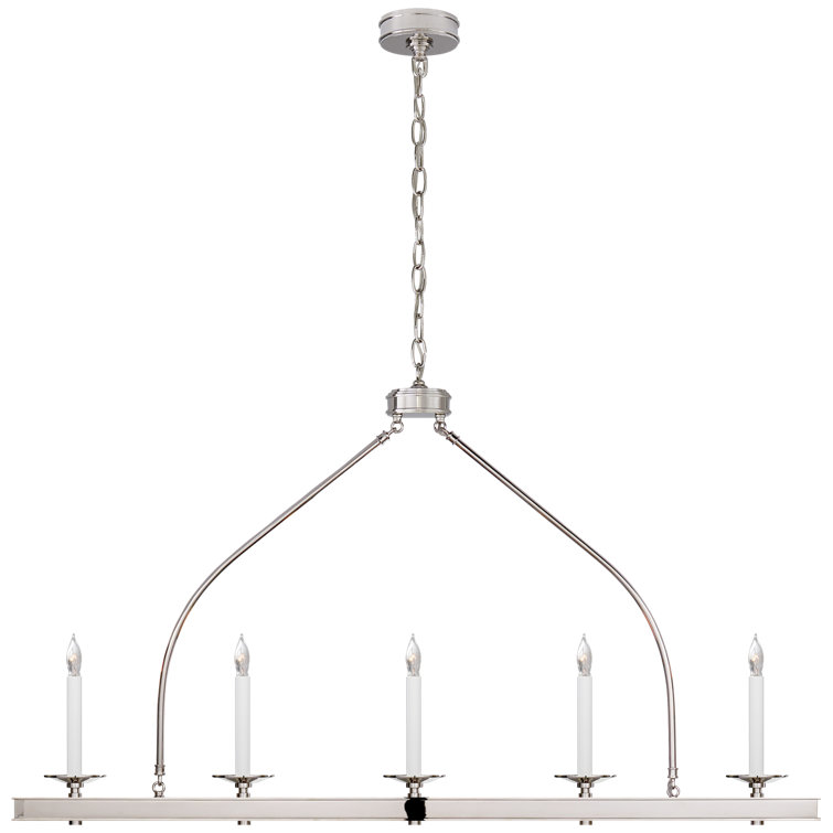 Elegant Launceton Polished Nickel 5-Light Linear Island Pendant