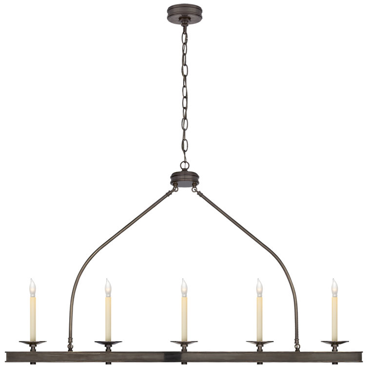 Elegant Launceton 5-Light Bronze Island Pendant with Crystal Accents