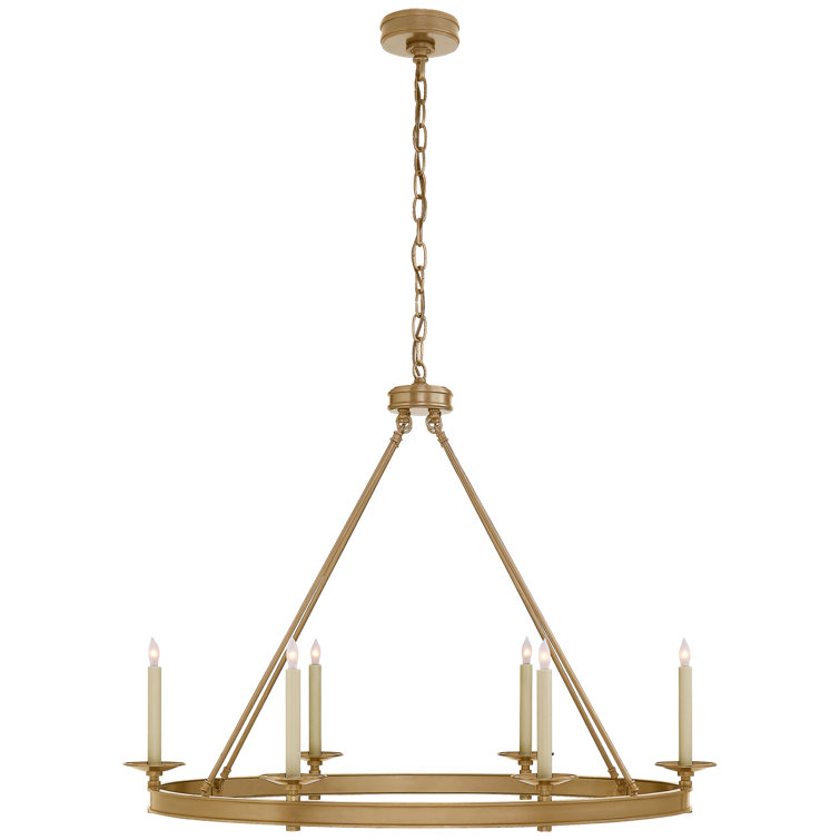 Antique-Burnished Brass and Crystal Large Oval Chandelier