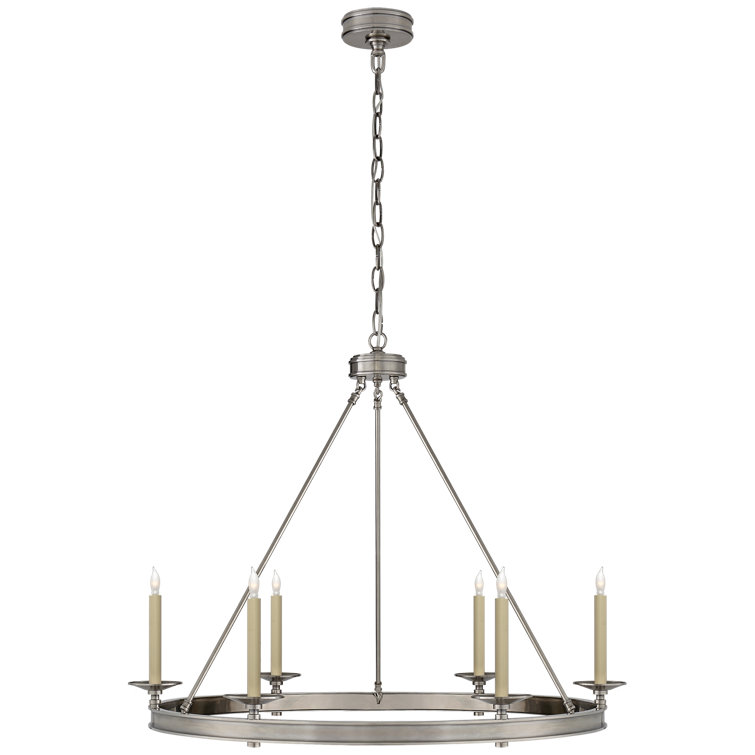 Launceton Antique-Burnished Brass 6-Light Crystal Candle Chandelier