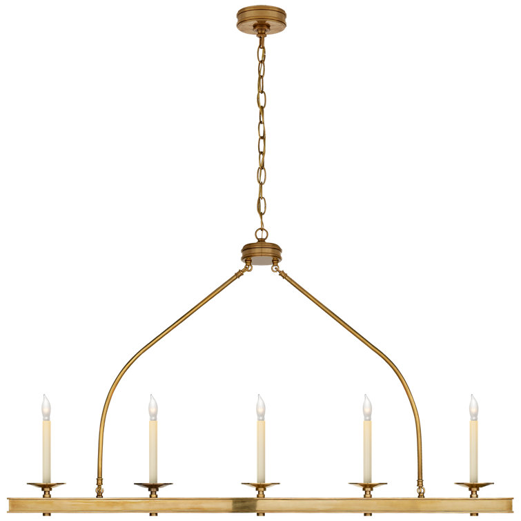 Launceton 5-Light Linear Island Pendant in Antique-Burnished Brass