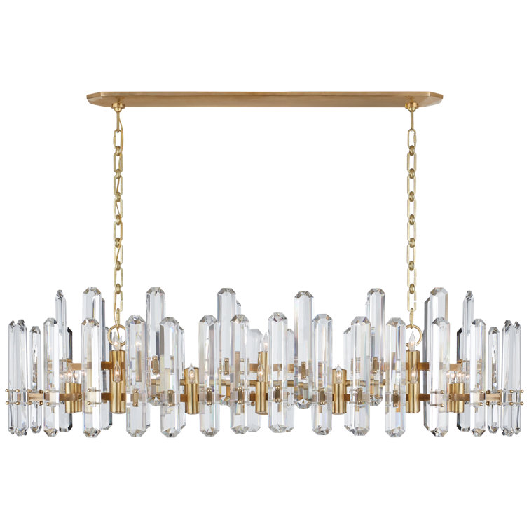 Bonnington Elegant 55" Brass Linear Chandelier with Crystal Accents