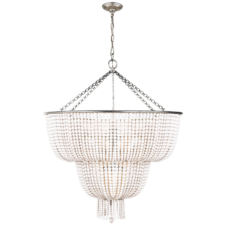 Jacqueline Burnished Silver Two-Tier 12-Light Beaded Chandelier