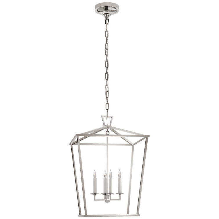 Darlana Medium Polished Nickel 4-Light Iron Lantern Chandelier