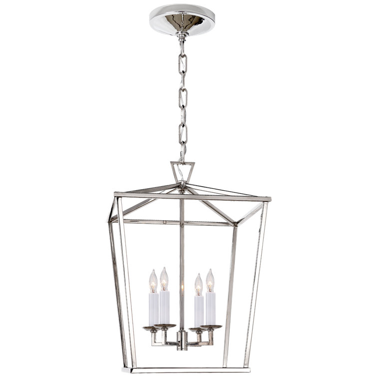 Elegant Polished Nickel 18" Iron Lantern with Candelabra Bulbs