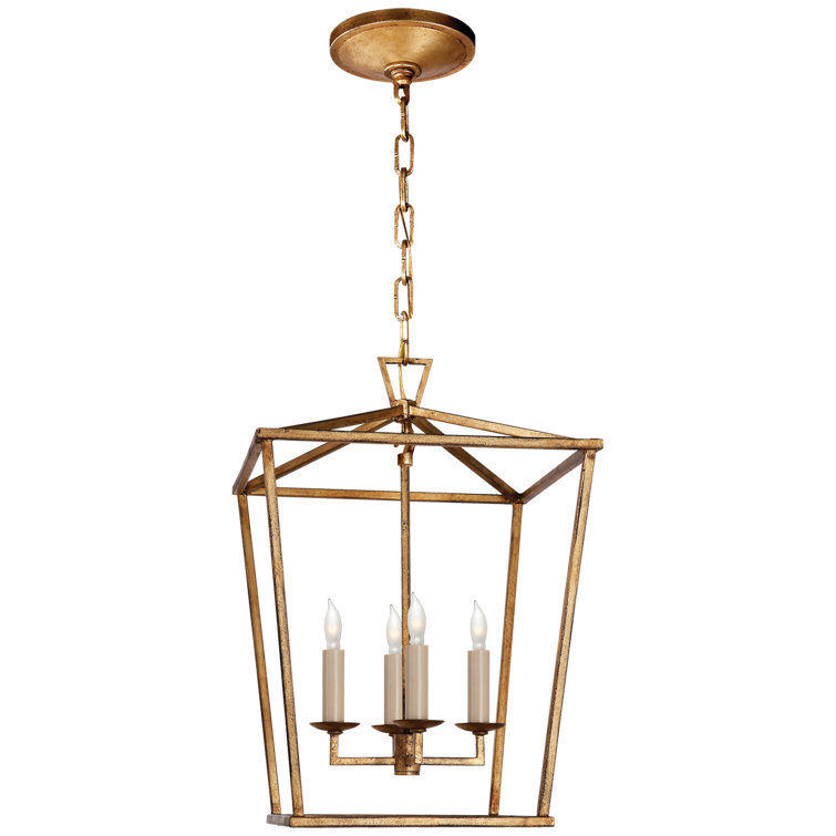 Gilded Iron 18" Airy Frame Lantern Pendant Light