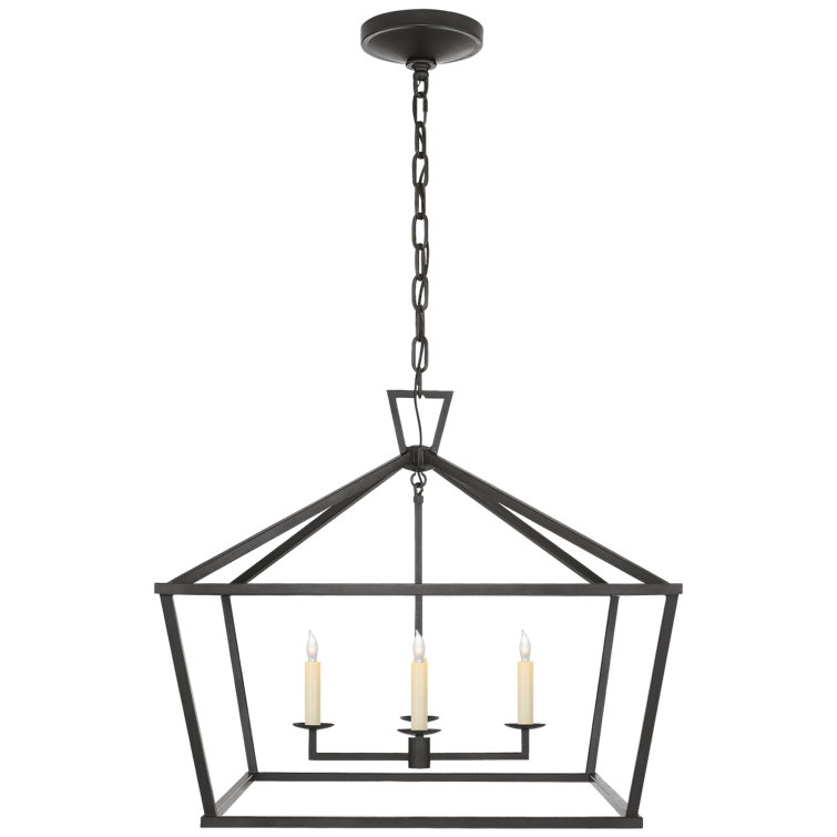 Elegant Darlana 25" Polished Nickel Crystal Lantern Chandelier